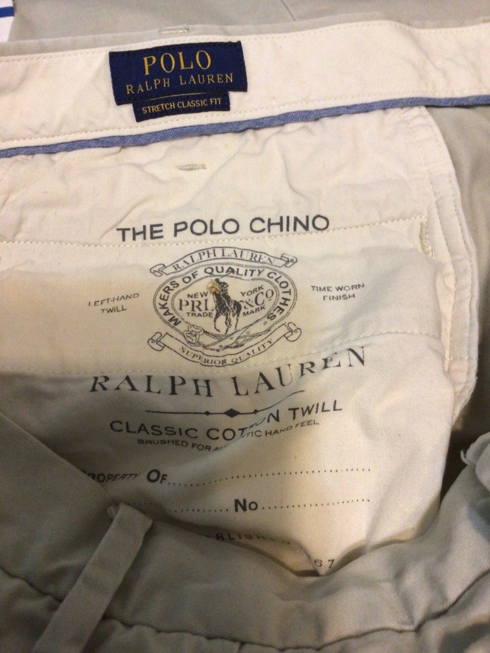 KHAKI PANTS- Polo Ralph Lauren stretch classic fit khaki pants size 44/30